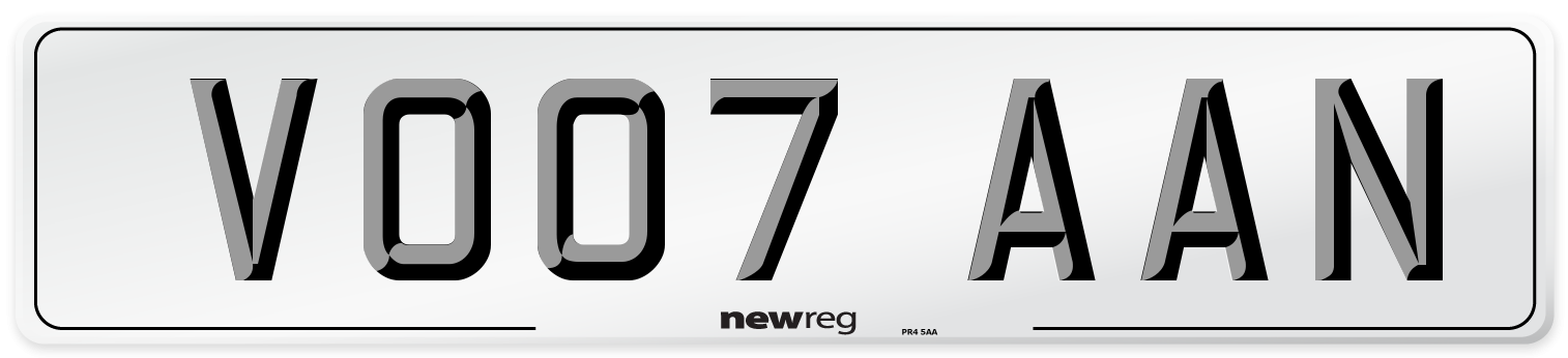 VO07 AAN Number Plate from New Reg